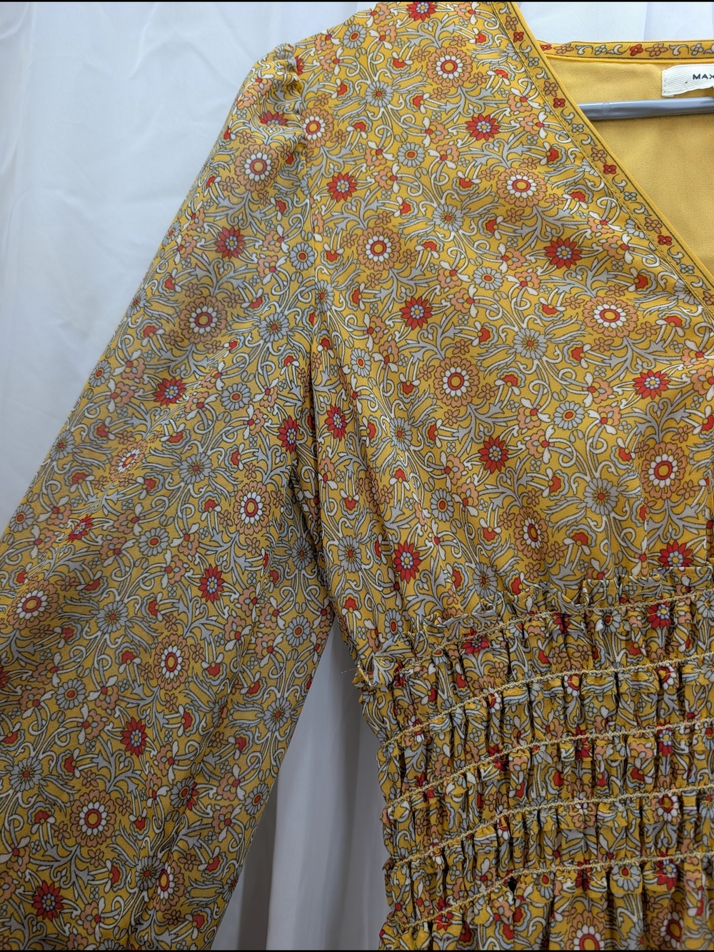 Max Studio Floral Smocked Waist Mini Dress Size Small Boho Cottagecore - Picture 6 of 12